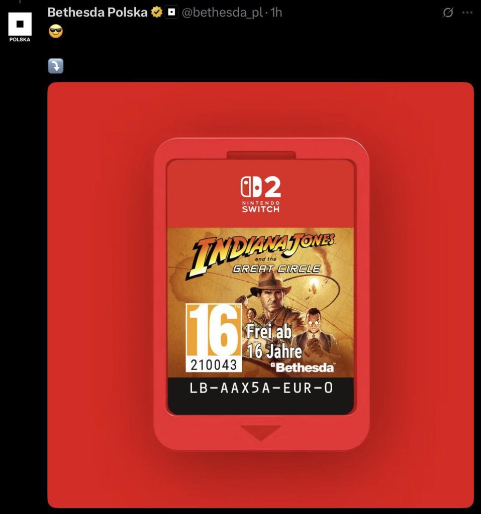 Indiana Jones et le Cercle Ancien : une véritable cartouche confirmée sur Switch 2 - Image 01 (February 5, 2026)